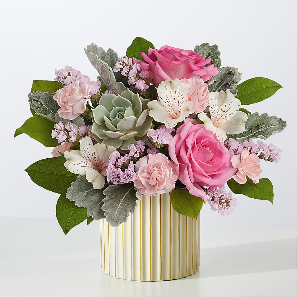 Dusty Rose Bouquet with Ivory Vase – SWAN FLORAL & GIFT SHOP INC, Erlanger KY