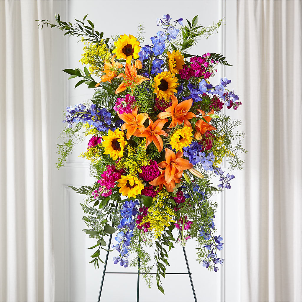Sunlit Memories Standing Spray (Standard) – SWAN FLORAL & GIFT SHOP INC, Erlanger KY