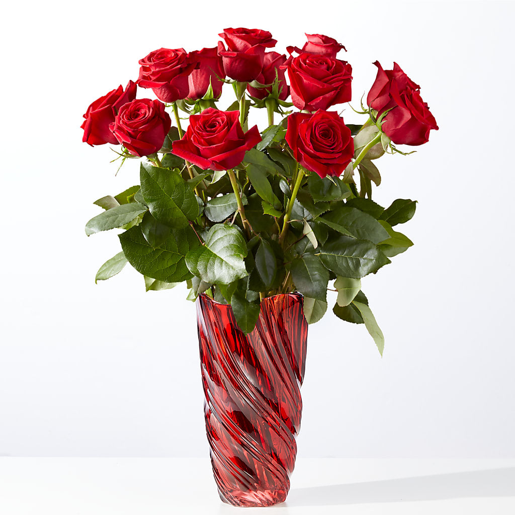 Classic Love Red Rose Bouquet with Luxe Swirl Vase – SWAN FLORAL & GIFT SHOP INC, Erlanger KY