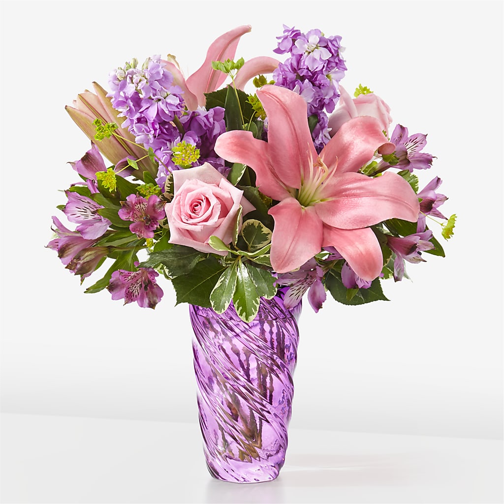 Precious Petals Bouquet with Luxe Swirl Vase – SWAN FLORAL & GIFT SHOP INC, Erlanger KY