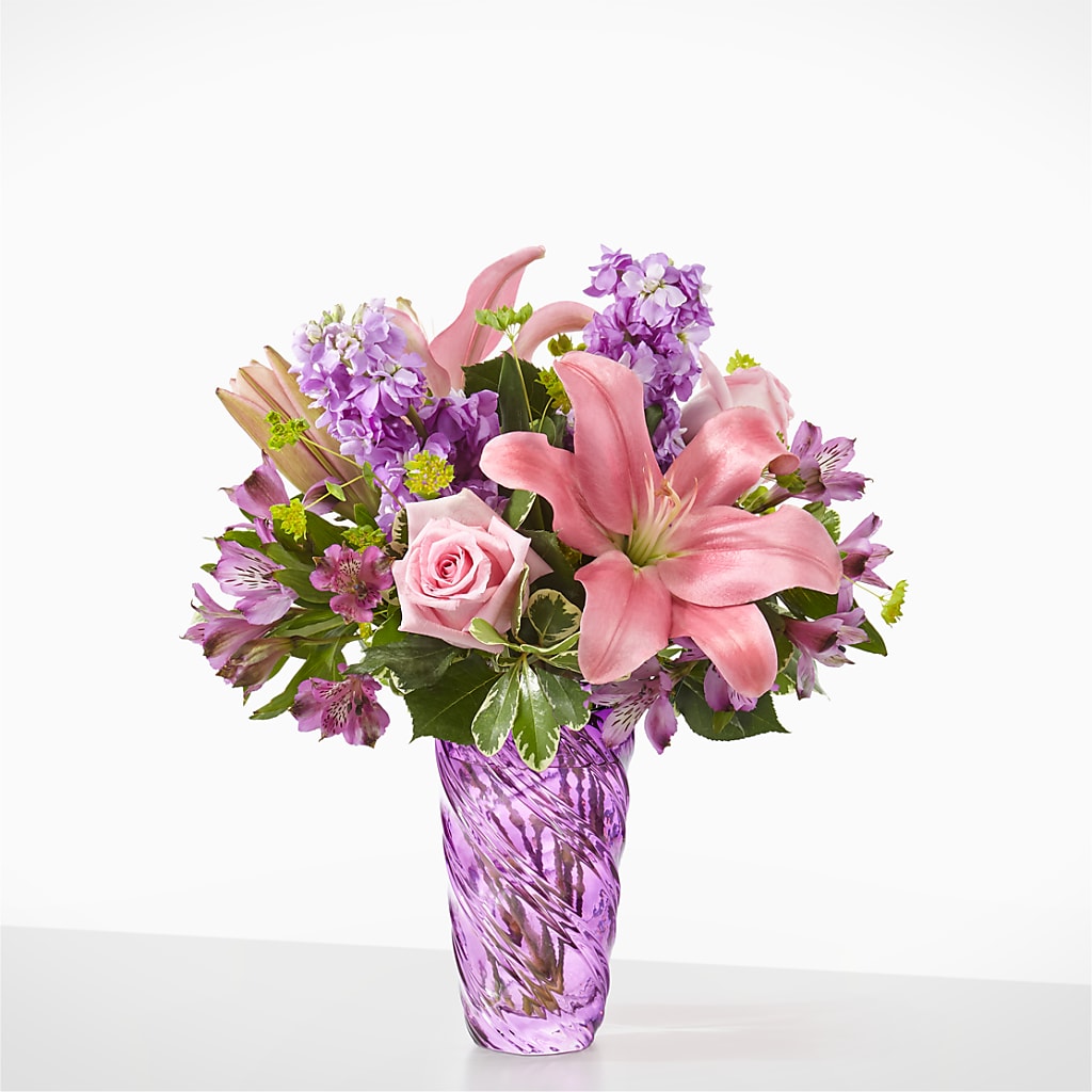 Precious Petals Bouquet with Luxe Swirl Vase – SWAN FLORAL & GIFT SHOP INC, Erlanger KY