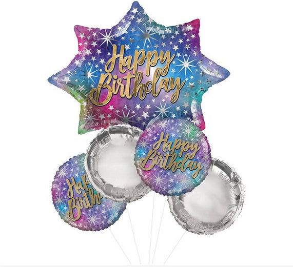 Happy Birthday Sparkle Burst balloon bouquet