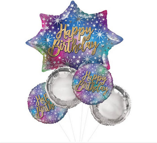 Happy Birthday Sparkle Burst balloon bouquet