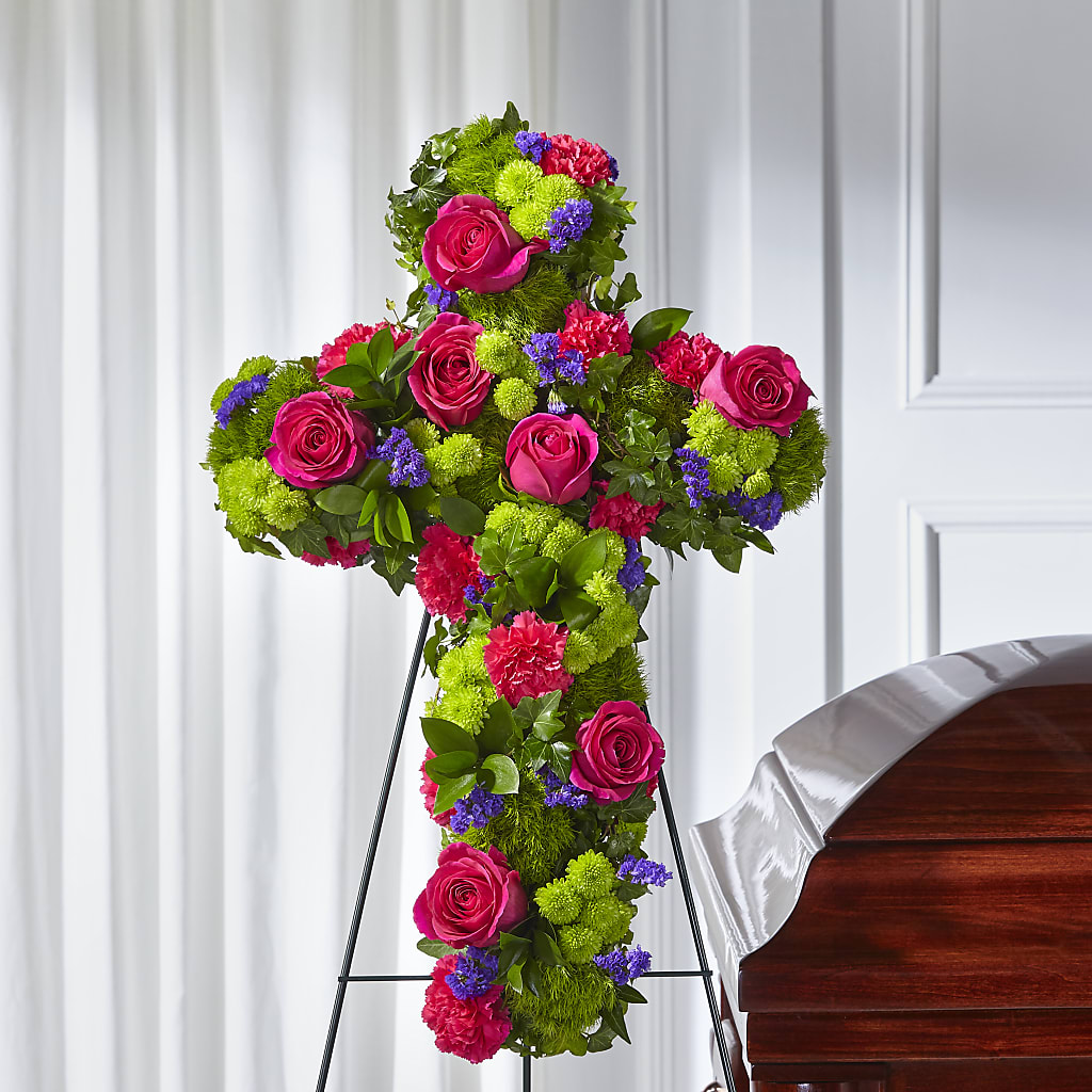 Tribute Rose Floral Cross – SWAN FLORAL & GIFT SHOP INC, Erlanger KY