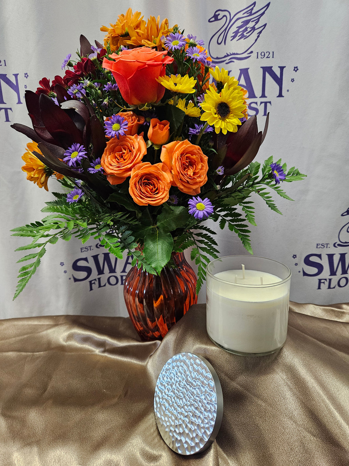 VASE AND CANDLE DUO – SWAN FLORAL & GIFT SHOP INC, Erlanger KY